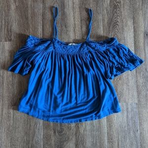 Blue Could Shoulder Top Charlotte Russe